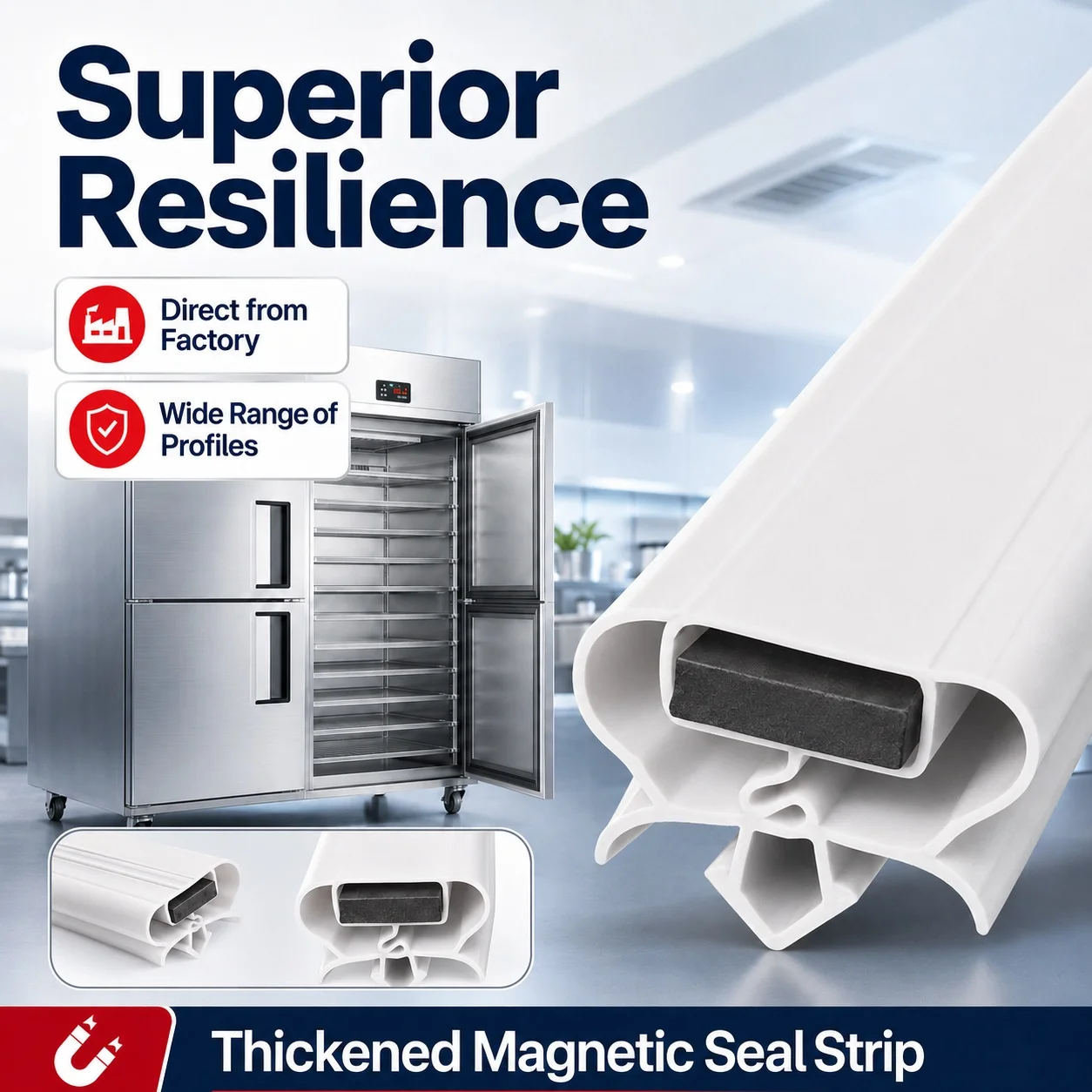 3M Custom Commercial Refrigerator Door Seal Strip PVC Magnetic Gasket Replacement Display Cabinet Chiller Weatherstrip Parts Kit