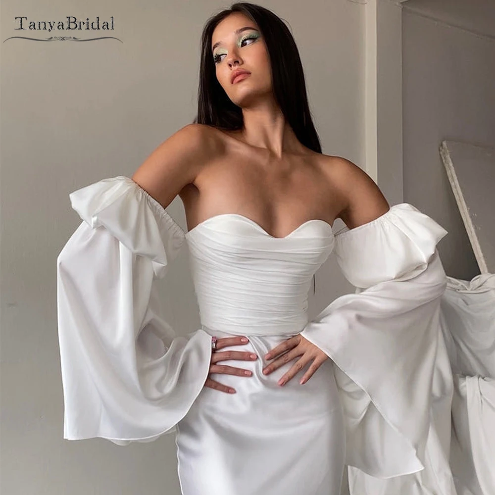 

Soft Satin Fashion Detachable Sleeves With Elastic Band ,Bridal Fingerless Gloves ,Flare Sleeve Chic DG305