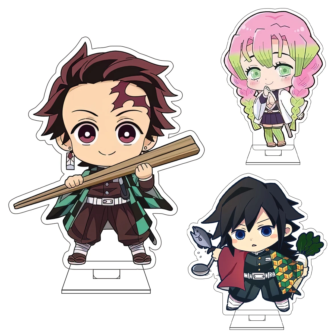 Figura Acrílica de 10CM de Anime Demon Cosplay, Base Decorativa con Personajes como Tomioka Giyuu y Rengoku Senjuro, Regalos y Adornos