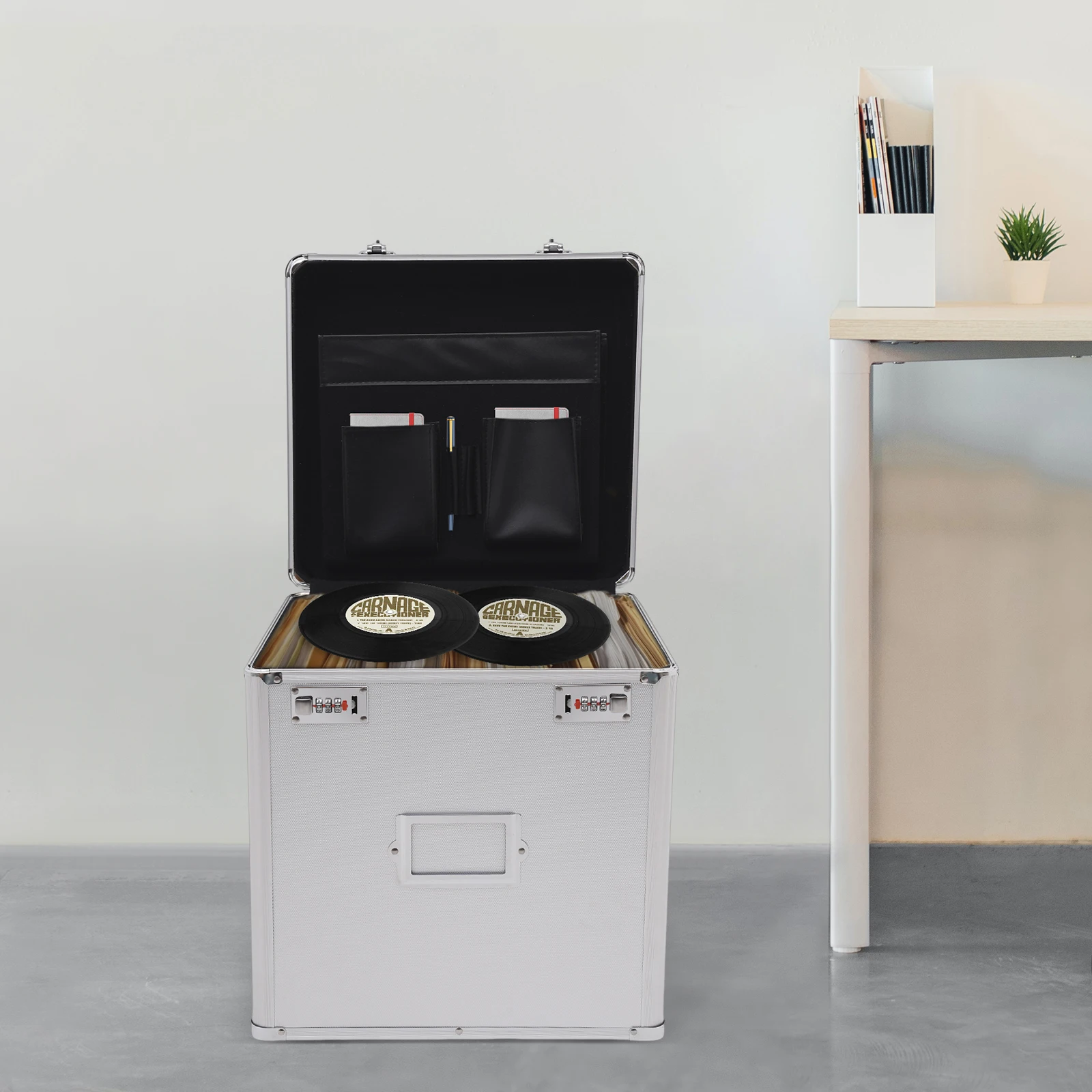 Silberne Aluminium-Schallplatten box mit Stoff futter-schützen Sie Ihre Aufzeichnungen vor Beschädigungen