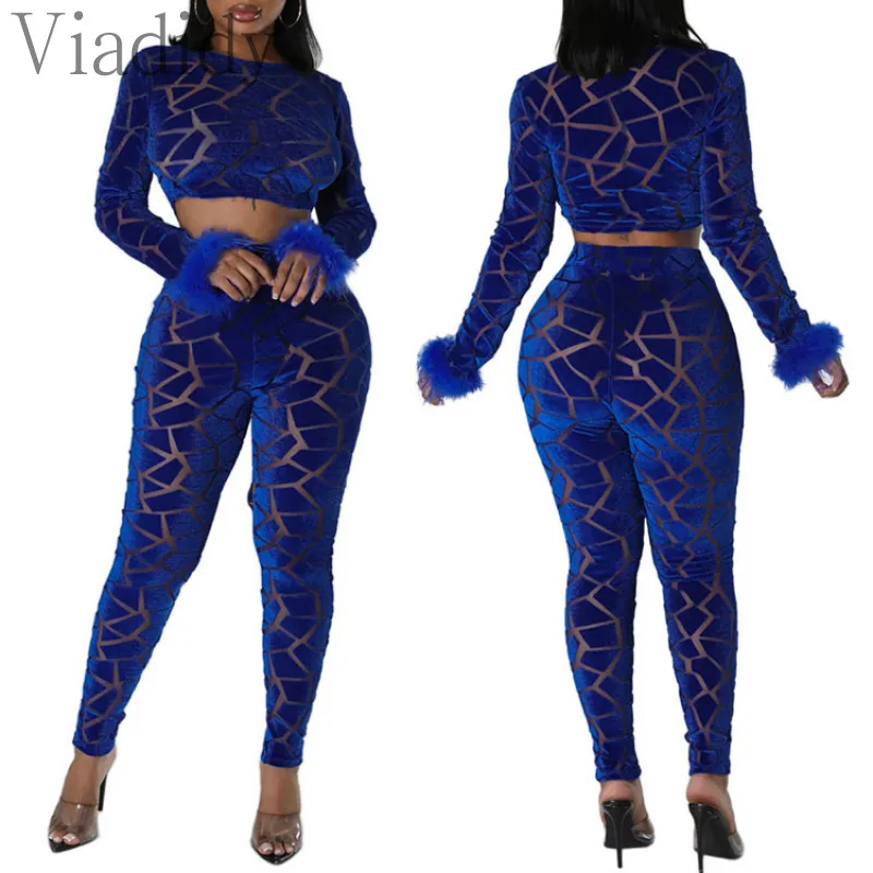 

Women O-Neck Long Sleeve Crop Top Ahd High Waist Pencil Pants Set