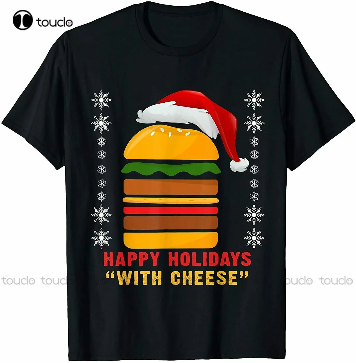 Nuevas buenas vacaciones limitadas con camisa de queso, camiseta de regalo de hamburguesa de queso de Navidad, Camiseta de algodón blanca personalizada para adultos y adolescentes, Unisex