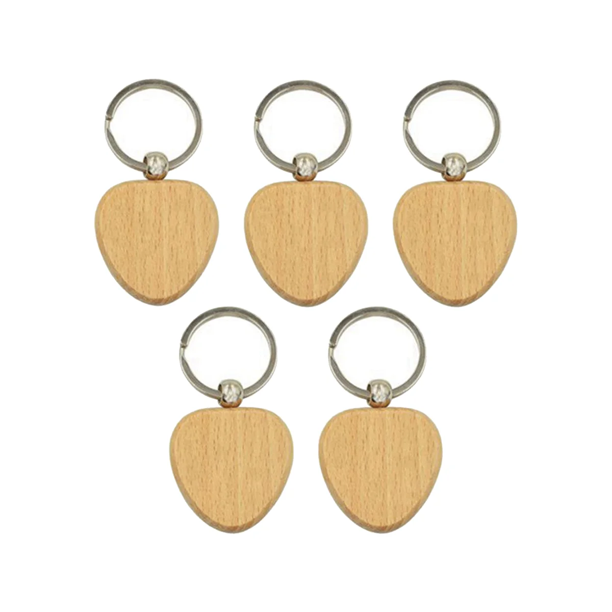 50Pcs Blank Wooden Heart-Shaped Key Chain DIY Wooden Keychain Tag Anti-Lost Wood Accessories Tags Can- DIY