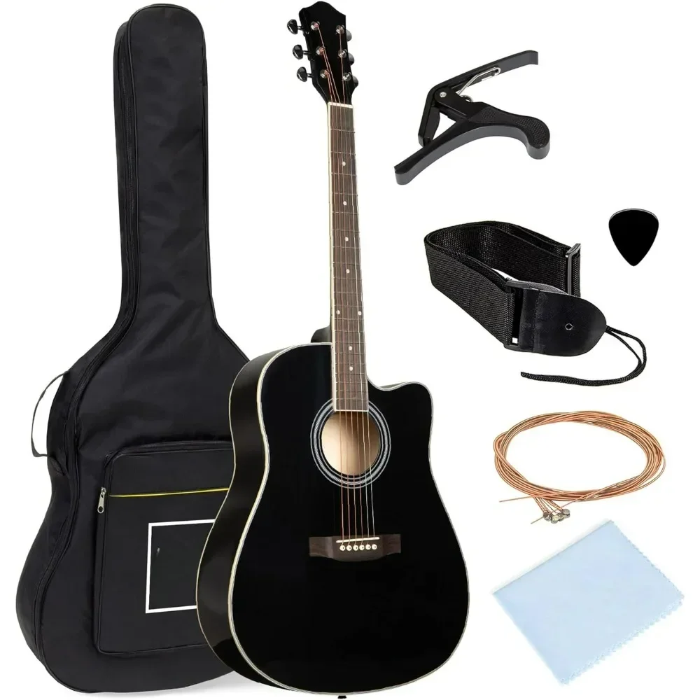 Beginner Acoustic Guitar, 41 Inch Full Size All Wood Cutaway Guitar Starter Set Bundle with Case, Children's Day Gift, Guitar