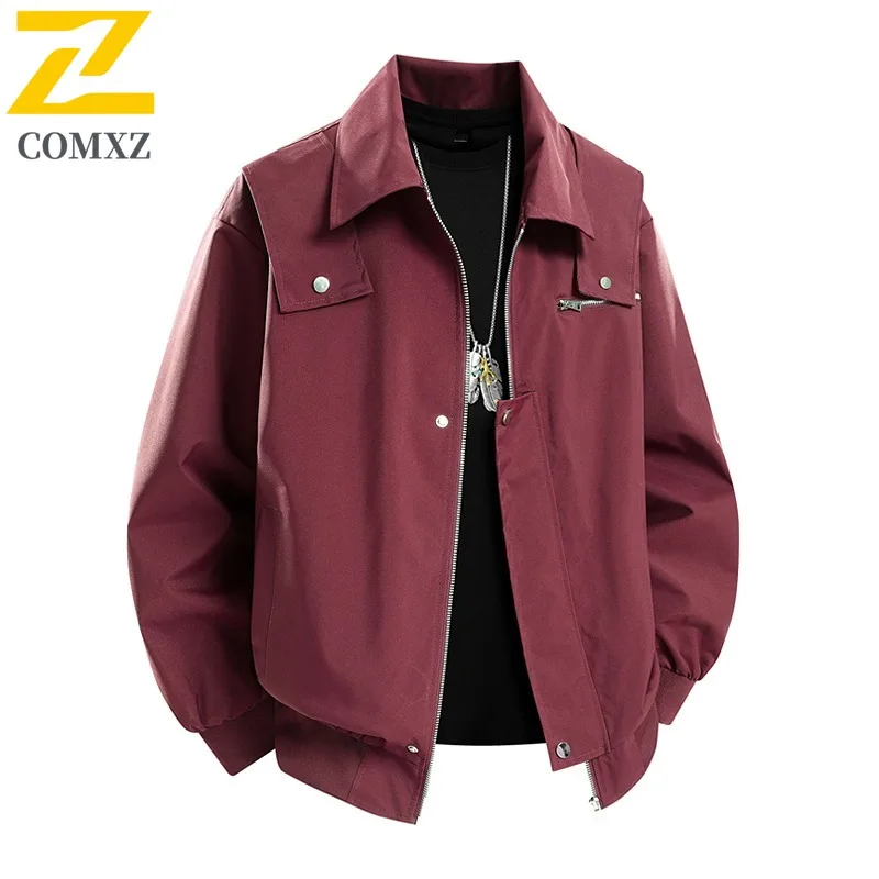 

COMXZ Brand Luxury Mens Jacket Turndown Collar Outdoor Camping Windbreaker Leisure Travel Comfortable Autumn Motorcycle Jacket