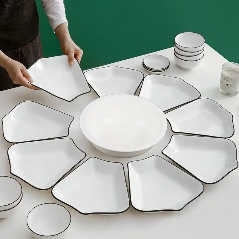 

DSA fan plate set high value combination tableware fan turntable luxury household platter