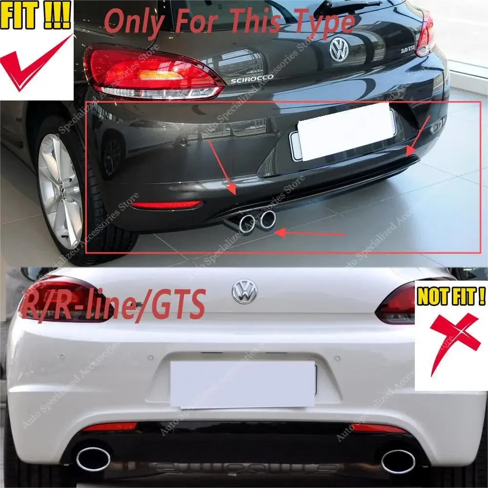 For VW Scirocco MK3 Rear Bumper Diffuser Side Splitter 2.0TSI Basics Only 2008-2014 Pre-LCI Rear Bumper Diffuser Bodykit Tuning