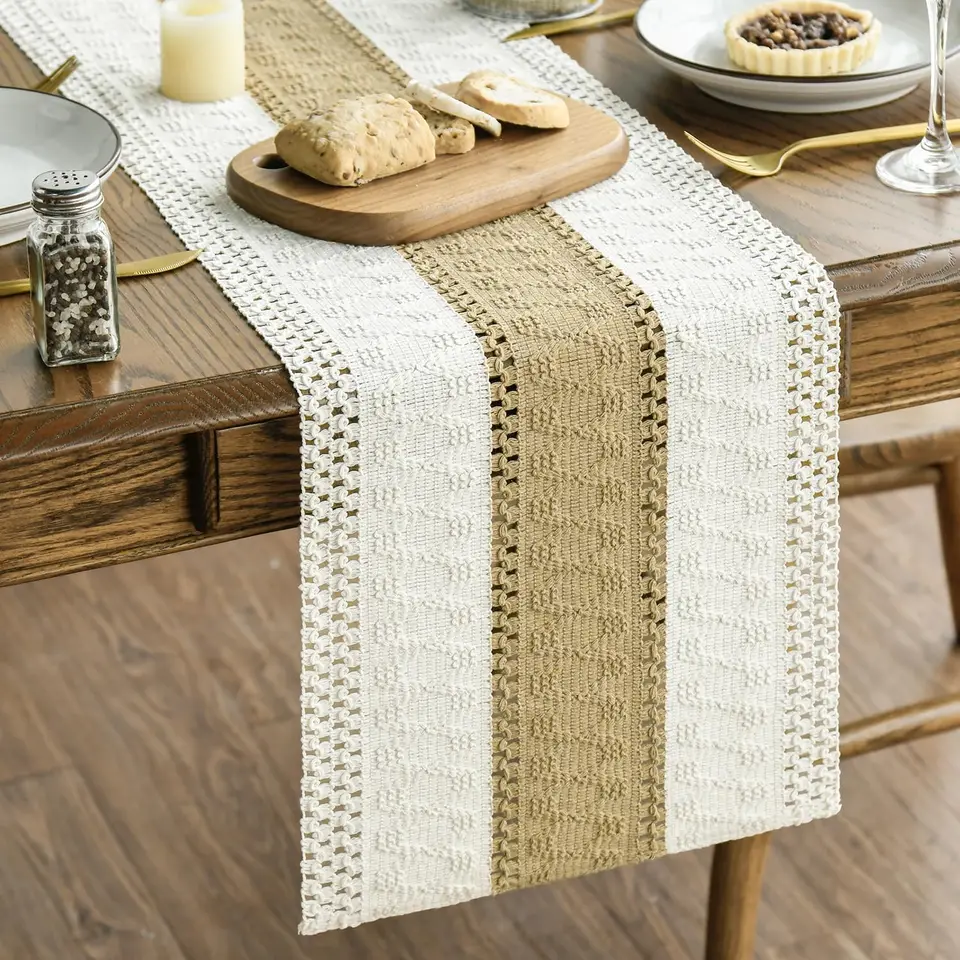 Rustic Burlap Table Runner for Farmhouse Decor