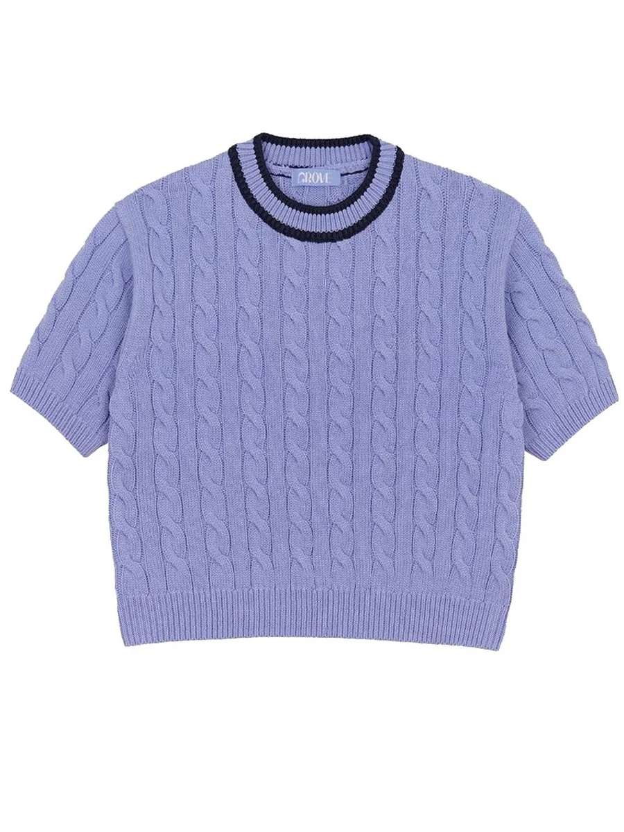 

Комплект вязаного свитера из органического хлопка ort Sve Twist Design Slim Fit ort Length Top Korean Sle Commute Faion Spring
