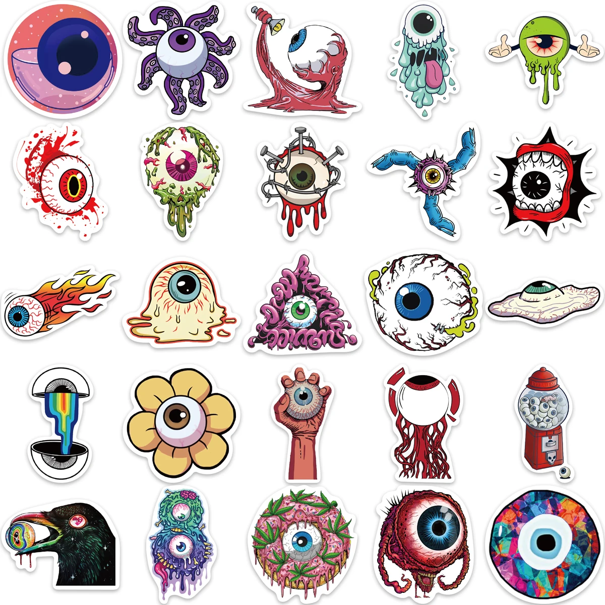 10/52Pcs Horror Oogbol Cartoon Graffiti Stickers Skateboard Laptop Boek Diy Gift Telefoon Auto Voor Kids Cool Stickers pack