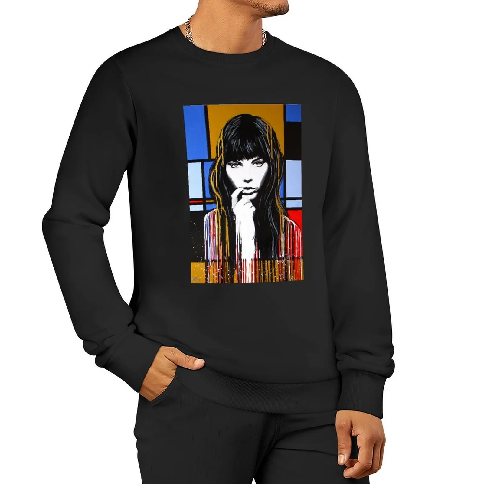 

Jane Birkin Melting on a Mondrian Painting Pullover Hoodie autumn new products blouse men's clothing anime sweatshirt