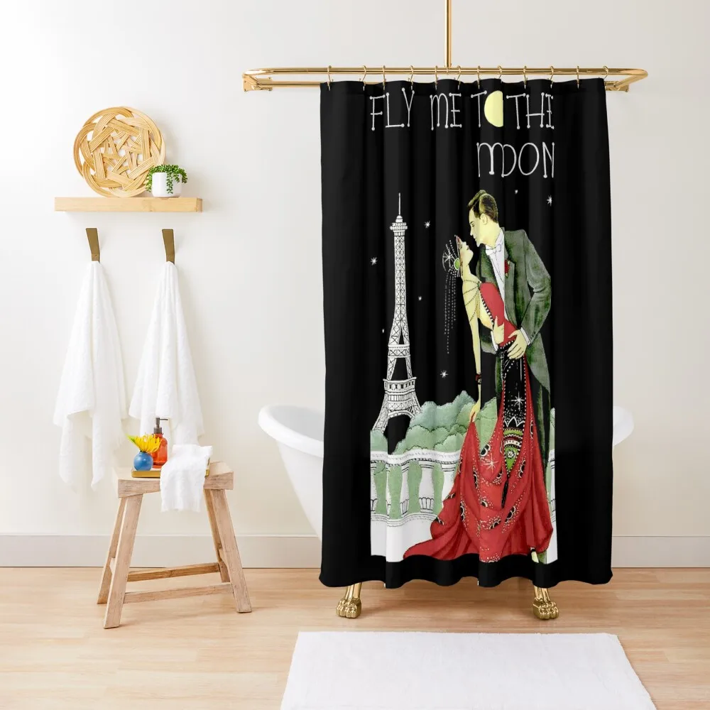 

FLY ME TO THE MOON; Vintage Dance Print Shower Curtain Shower Bathroom Shower Sets For Bathroom Set For Bathroom Curtain