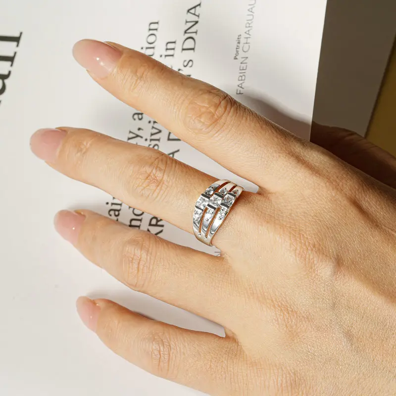 Men's Vintage CZ Simulated Diamond Multiple Rows Ring