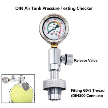 Scuba Diving Air Tank Pressure Checker with 400Bar Gauge Scba Tank Pressure Testing For Din Valve Bottles