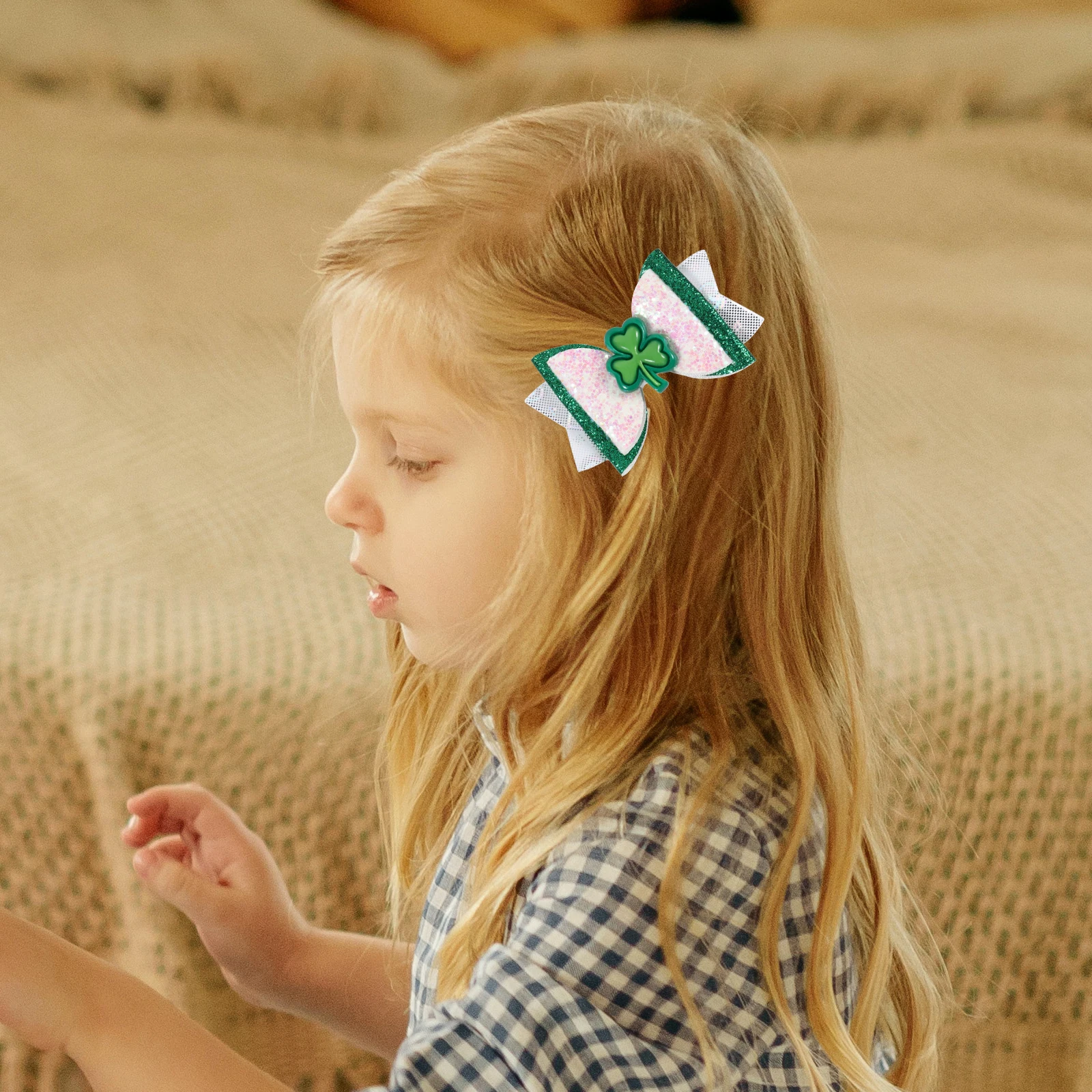 

3pcs Shamrock Hairpins Girls Bow Headdress Barrette Clip Bows Irish Day Accessories Premium Lightweight Festive St