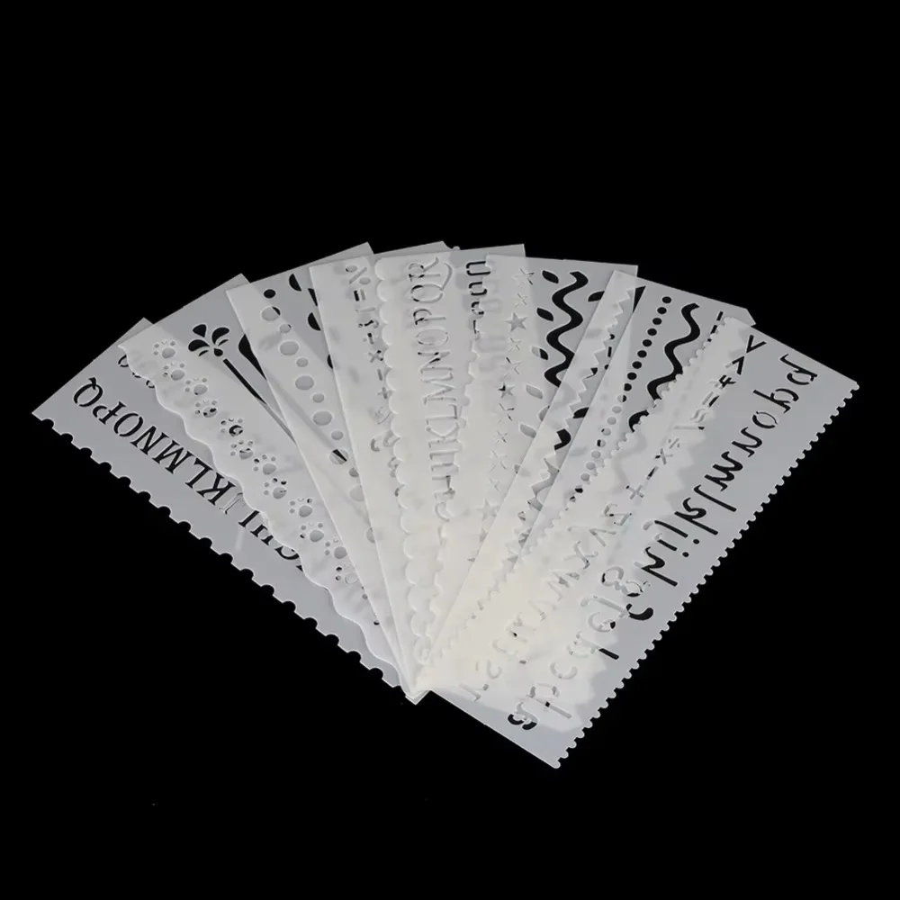 8-piece DIY letter layering template, coloring and embossing process, album decoration card making template image 6