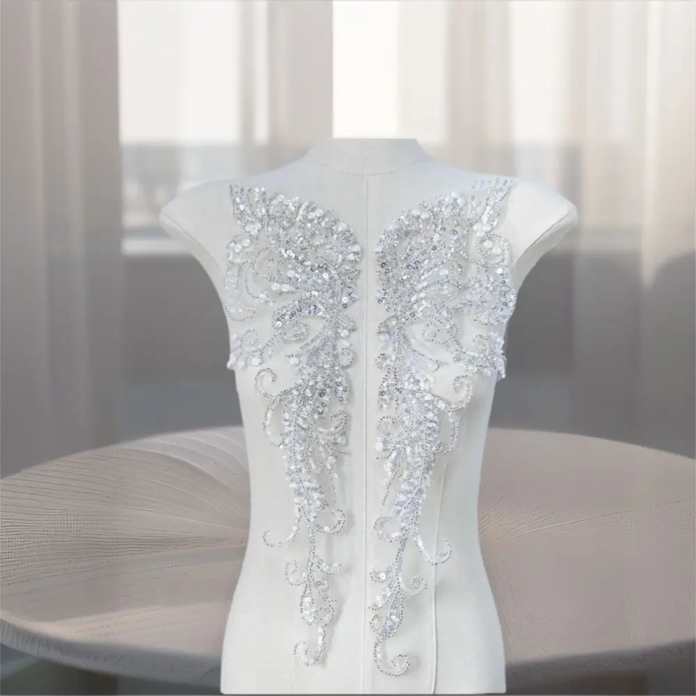 Flower Pattern Flower Rhinestone Patch Elegant Beaded Detail Beaded Sequin Patch Lace Trim Polyester Lace Bodice Applique