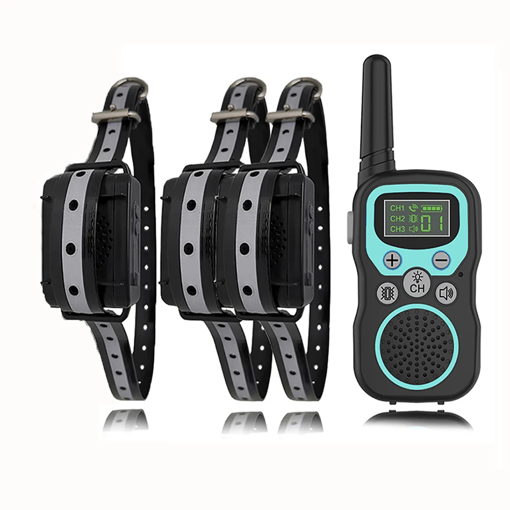 

Voice Pet Trainer 1500M Distance Intercom Dog Training Bark Stopper No Electric Shock Bark Stop Collar For 1/2/3 Dogs