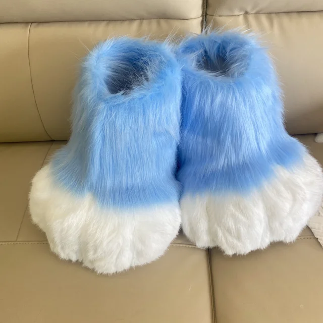 Nowy Kig Fursuit Cosplay Paw Shoes Furry Fursuit Cosplay Rubbit Cat Boots Cute Fluffy Animal Manga Party Cos Wearable Costume