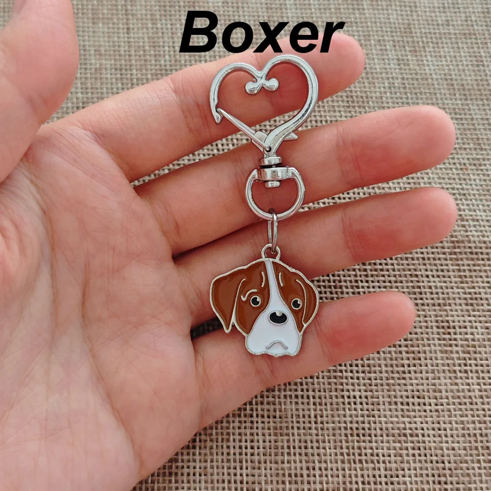 Dog Boxer Keychain Animal Bull Terrier Whippet Rotatable Key Ring Cute Queen Gift