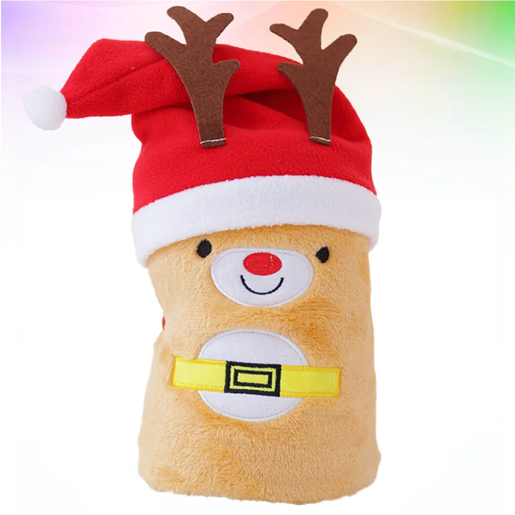 

Super Soft Flannel Blanket Lightweight All Season Use Cartoon Deer Pattern Christmas Hat Pet Blanket Couch Cover Easy Clean