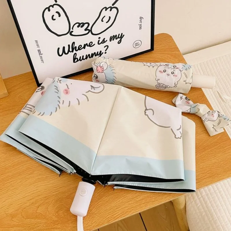 

Chiikawa Зонт Kawaii Momonga дождь и блеск двойного использования Складной Милый Солнцезащитный козырек Солнцезащитный автоматический зонт подарок