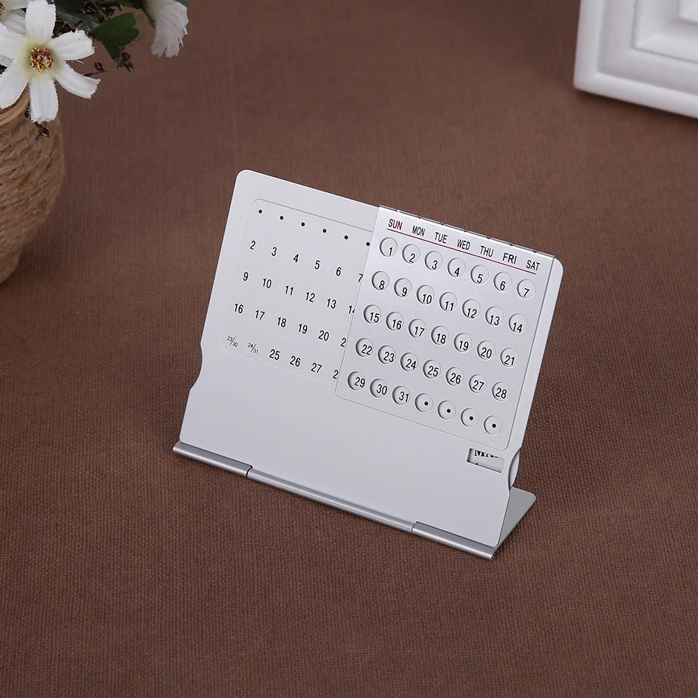 Aluminium Alloy Desktop Calendar Adjustable Corresponding Calendar Room Decoration Foldable Portable  for Office Supplies