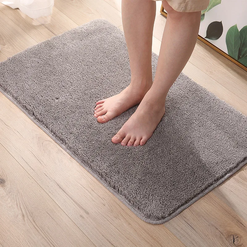 40x60cm Rectangular Plush Floor Mat Modern Style Home Decoration Floor Mat Bathroom Thickened Soft Plush Anti Slip Foot Mat