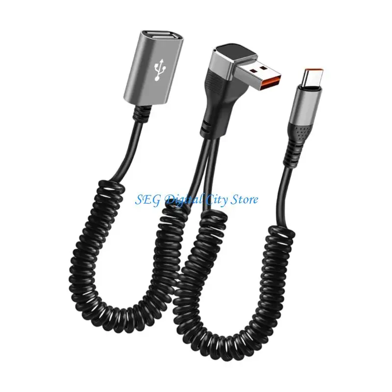 U75B Spring Coiled USB Cable Supporting 66W Charging and Fast Speed Data Transfer