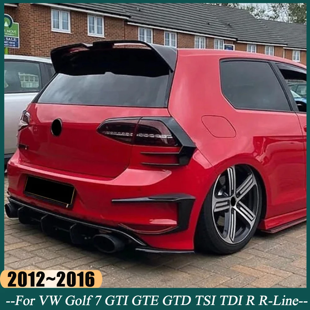 Car Rear Bumper Air Knife Tail Light Cover Gloss Black Body Kit For VW Golf 7 GTI GTE GTD TSI TDI R R-Line 2012-2016 Trim Tuning