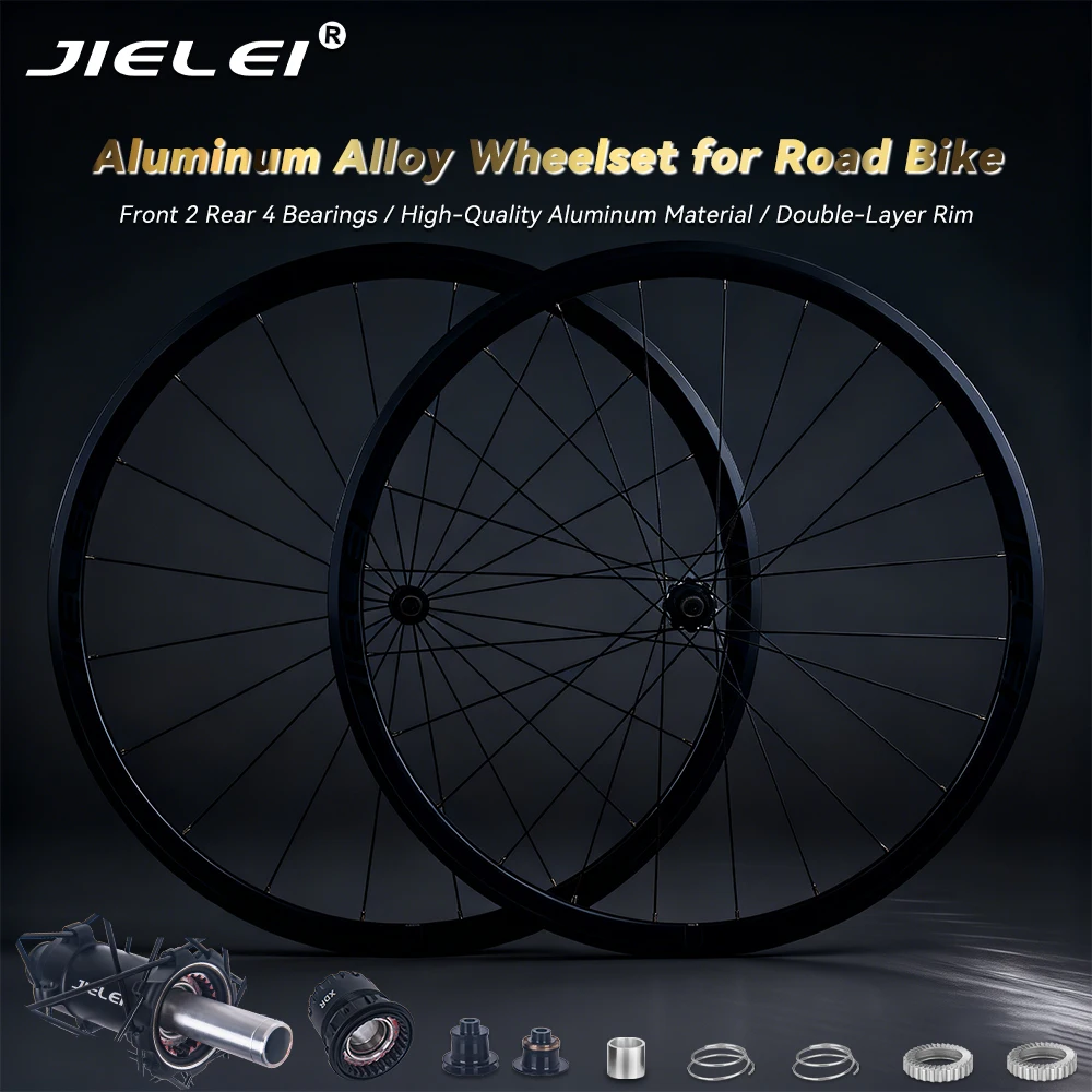 

JIELEI Ultra-Light 1520g 700c 36T ratchet HUB v brake road wheelset depth 30mm Alu rim road bicycle wheels bike wheel Rim brake