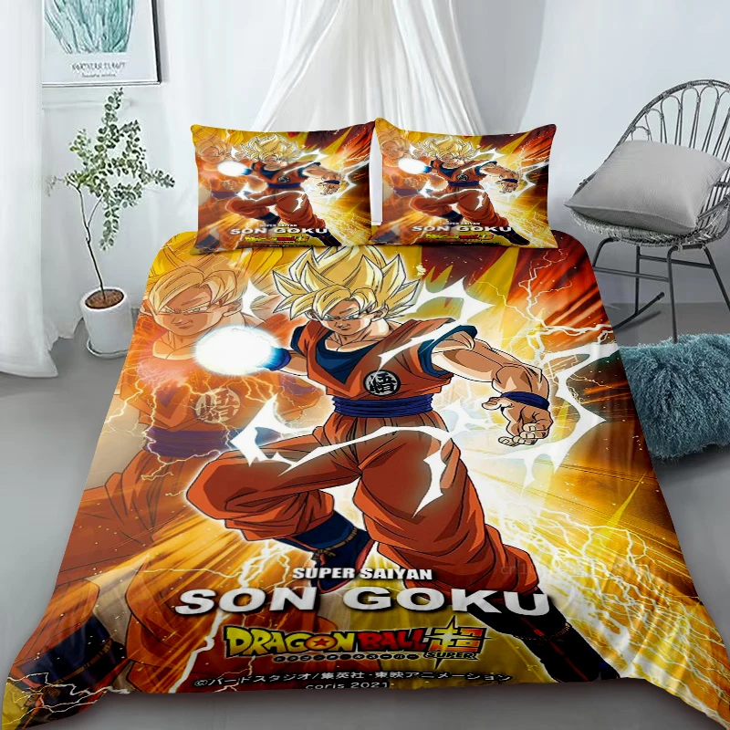 Duvet Cover Dragon Ball Animation Goku Bedding Set Single Twin Double Full Queen King Size Kids Bedroom Decor Gift