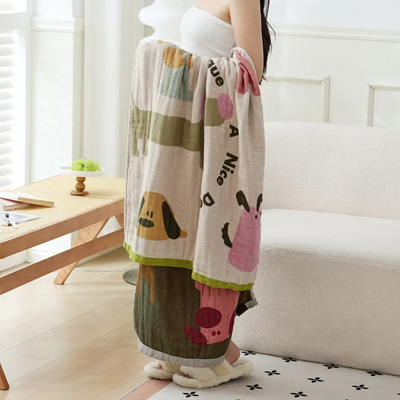 Four Layers Gauze Bath Towel Cotton Adult Cute Cartoon Multi-functional Towel 80x160cm Summer Beach Bathroom Pool Wrap For Woman
