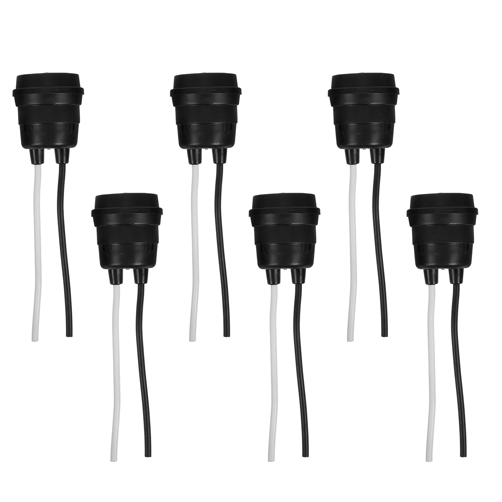 

6pcs E27 Lamp Holder Black Rubber Waterproof Sockets Sealed Base for DIY Home Office Durable PVC Wired Connector