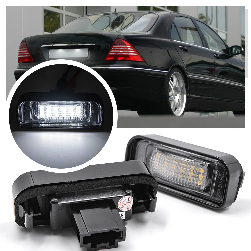 2PCS LED License number Plate Light for Mercedes Benz W220 S Class S320 S350 S500 S55 S600 S65 1999 2000-2005 6500K Super White