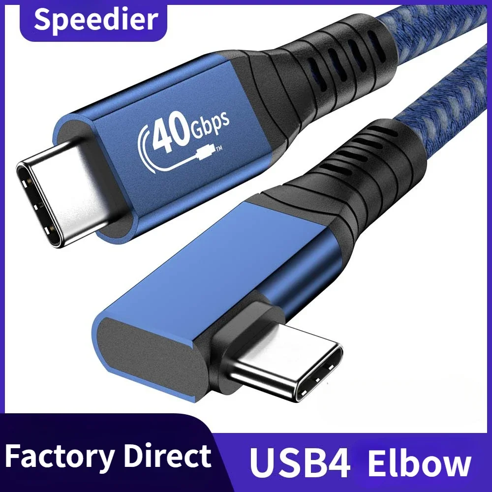 40 Gbps USB4 Gen3 Örgülü Veri Kablosu USB 4.0 Dik Açı Kablo Tip C Erkek PD 100 W Hızlı Şarj TB3/4 USB-C Dirsek Uzatma Kablosu