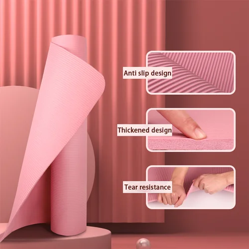 Imagen 2 del producto Estera de yoga NBR de 8mm, estilo grueso antideslizante para principiantes, estera de yoga en casa para deportes, baile, equipo de estera de fitness