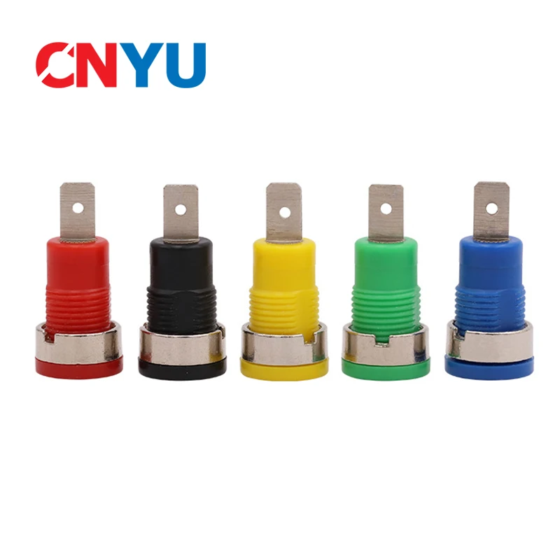 

5pcs 4MM Binding Post Banana Socket panel mount Test Probe connector 12 mm mounting holes red black green blue yellow