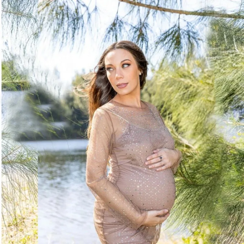 Maternity Shiny Dress for Photoshoot  Sparkling Maternity Gown Baby Shower Платье Для Беременных  Ropa Vestidos Para Embarazadas