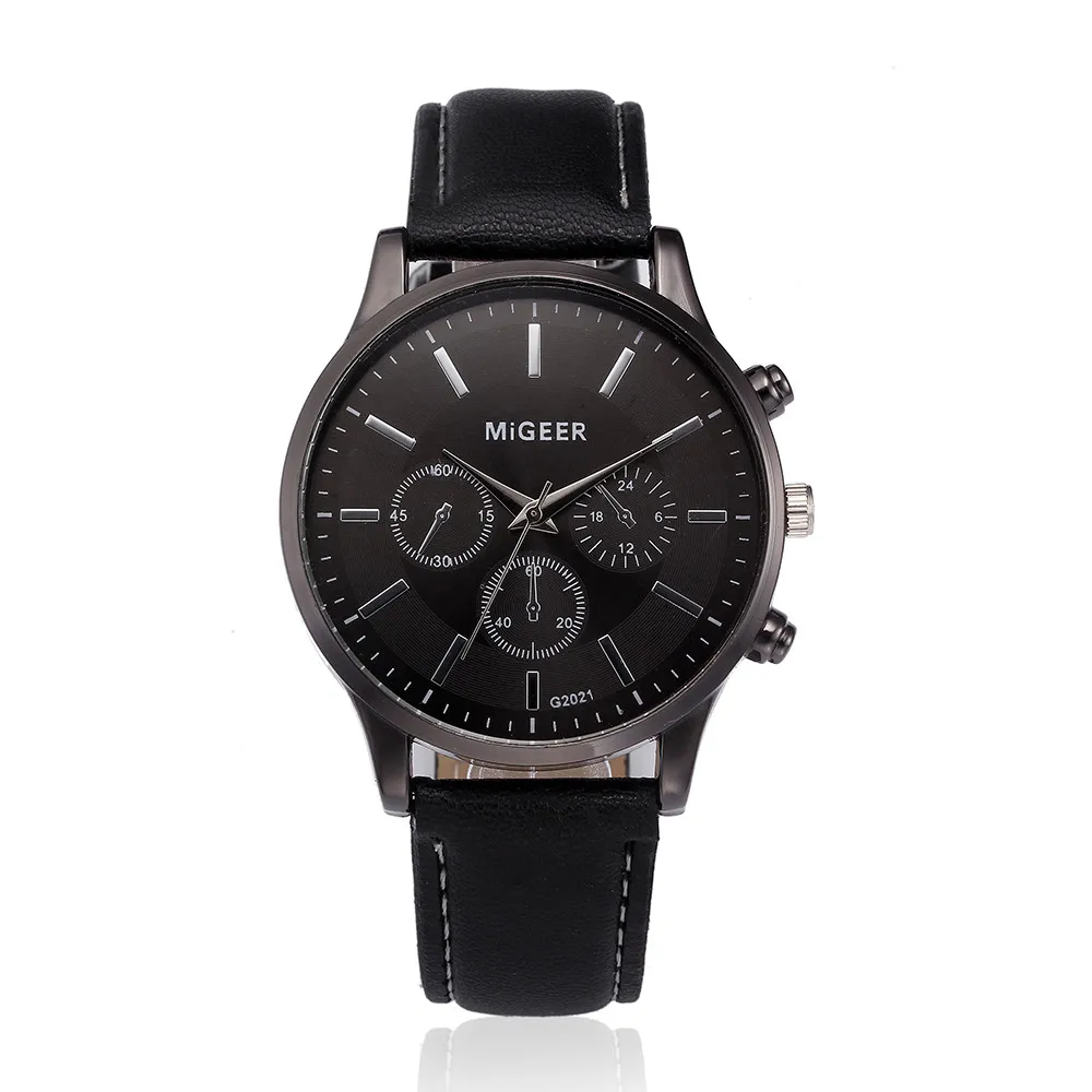 Leather Band Analog Alloy Quartz Wrist Watch