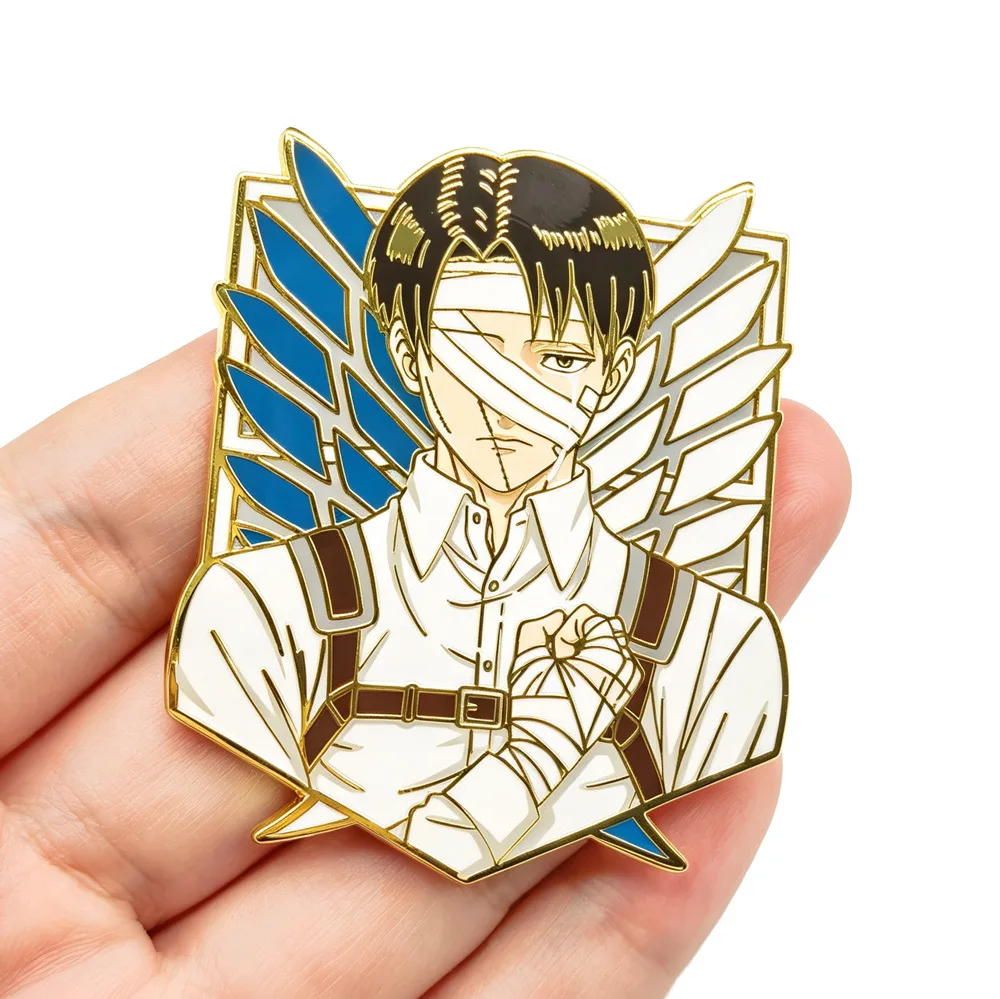 Anime Levi Ackerman Pins Attack On Titan Badge Pendant Shingeki No Kyojin Brooches for Backpack Clothing Lapel Cosplay Toys