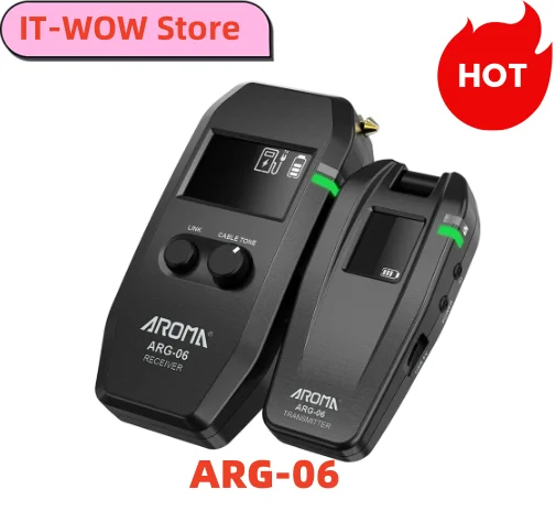 

AROMA ARG-06 Guitar Wireless Transmisster & Receiver 6.35mm Plug 4 Channels Max. 35m Effective Range Built-in Battery Supports