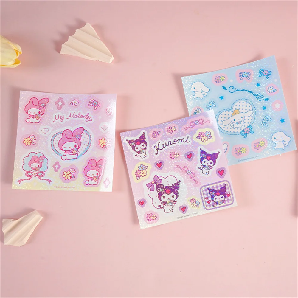 Sanrio Stickers Set Box Cute Cinnamoroll Kuromi My Melody Hand Acount Tape Stickers Decal Decoration DIY Stickers Kids Toys