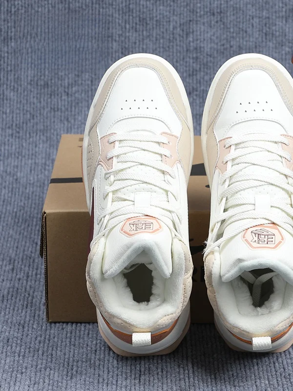 

Warm Fce Lined Thi Bot Casual oes for Women Winter Sport oes Versatile White Sneakers High Top Synthetic Leather