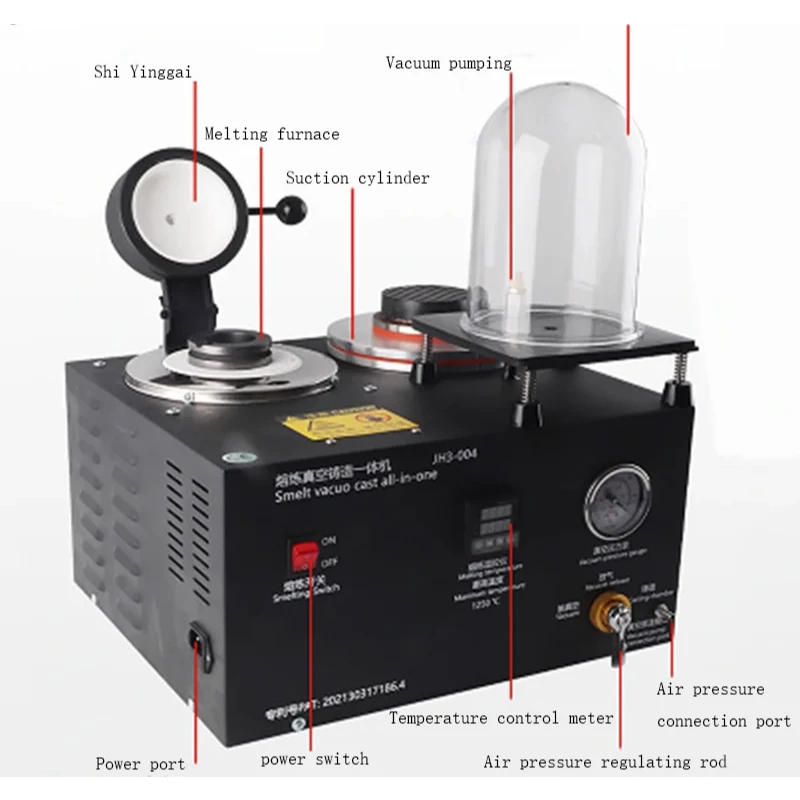 3-в-1 машина для литья ювелирных изделий, вакуумное и плавильное оборудование, инструмент для литья ювелирных изделий из драгоценного металла 1-3 кг, 220 В/110 В, 1800 Вт