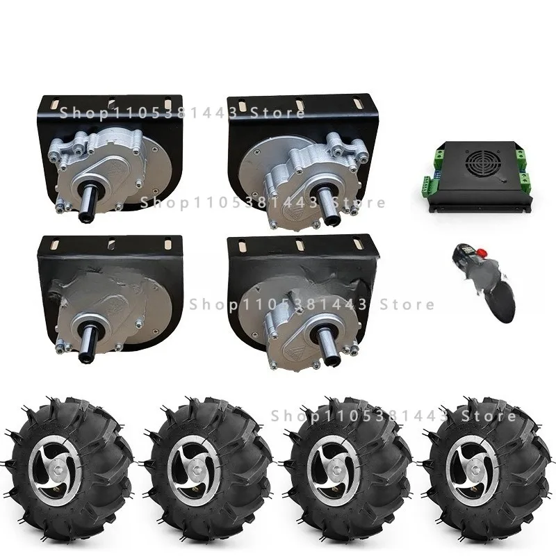 10 Inch Wheel Hub Cart 250W Motor with Wireless Remote Control 4WD 1000W Electric Four Drive Kit 4.10-4 Off-road Tires