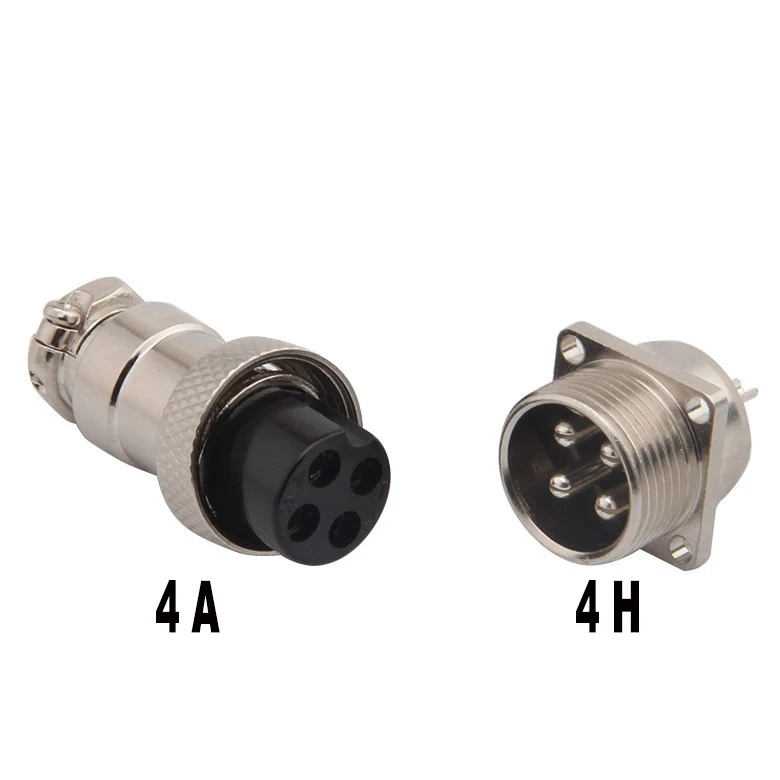 GX16-4-pin aviation plug connector 16M-4A/4H (4-pin) GX16-4 square flange socket, female direct 12.5MM, male diameter 16MM,