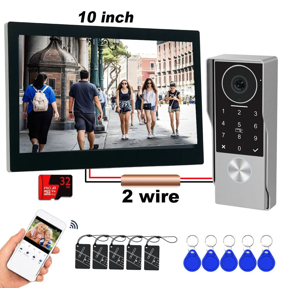 

2-Wire TUYA Smart Video intercom doorbell 1080P Waterproof Camera 5G WIFI 7/10inch IPS Touch screen Support PIN IC Card Unlock