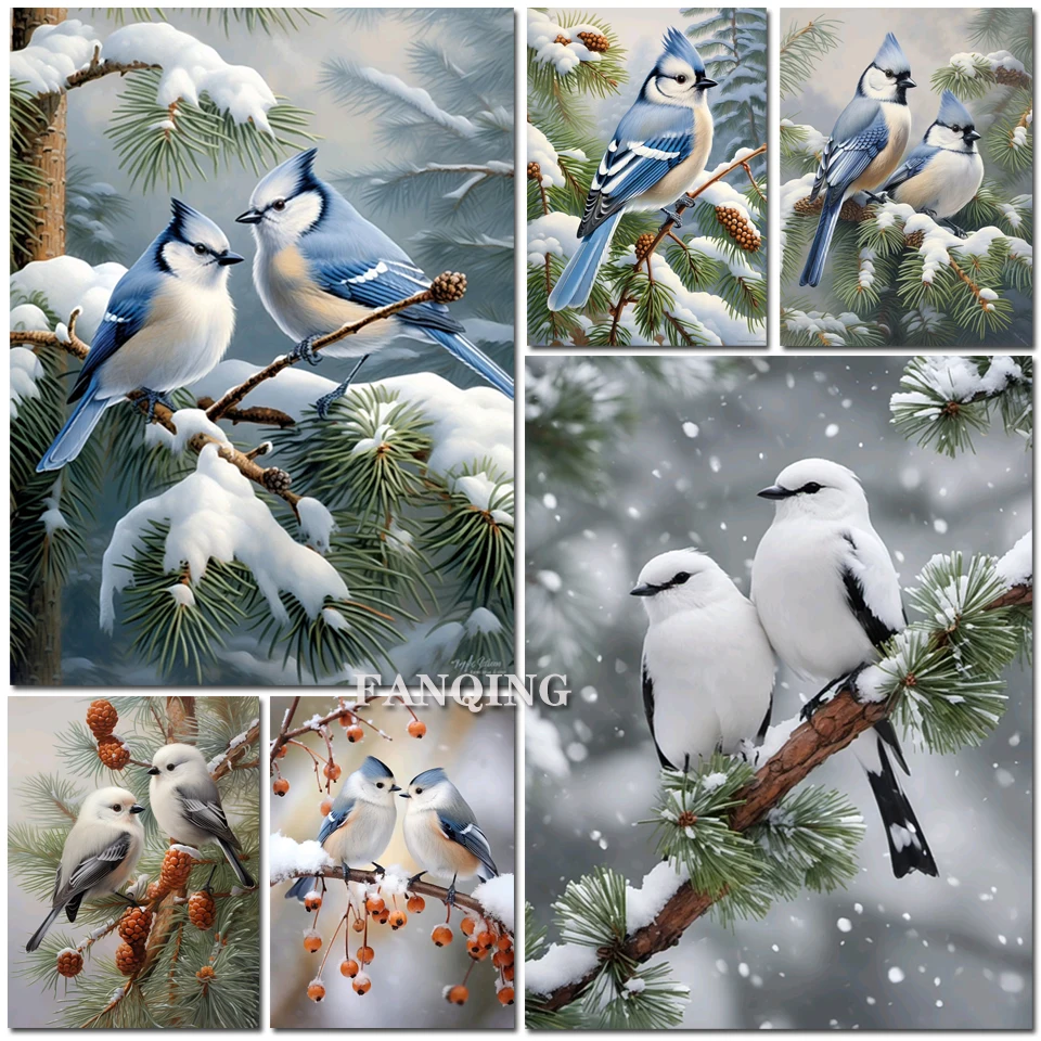 5D DIY Diamond Painting New Collection Birds Winter Snow Landscape Mosaic Embroidery Art Cross Stitch Kit Home Decor Gifts