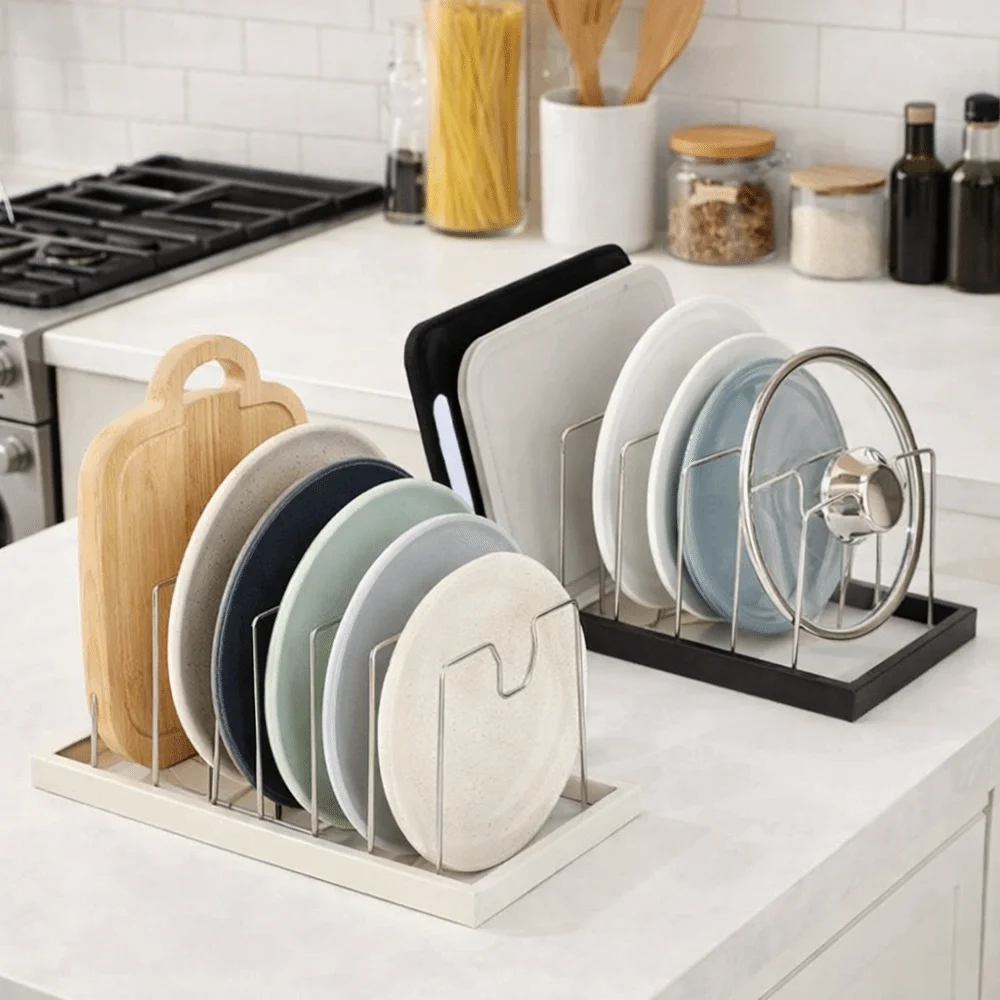 

Stainless Steel Dish Drying Rack Adjustable Anti-slip Bowl Draining Rack Space Saving 6 Girds Cutting Board Holder Kitchen